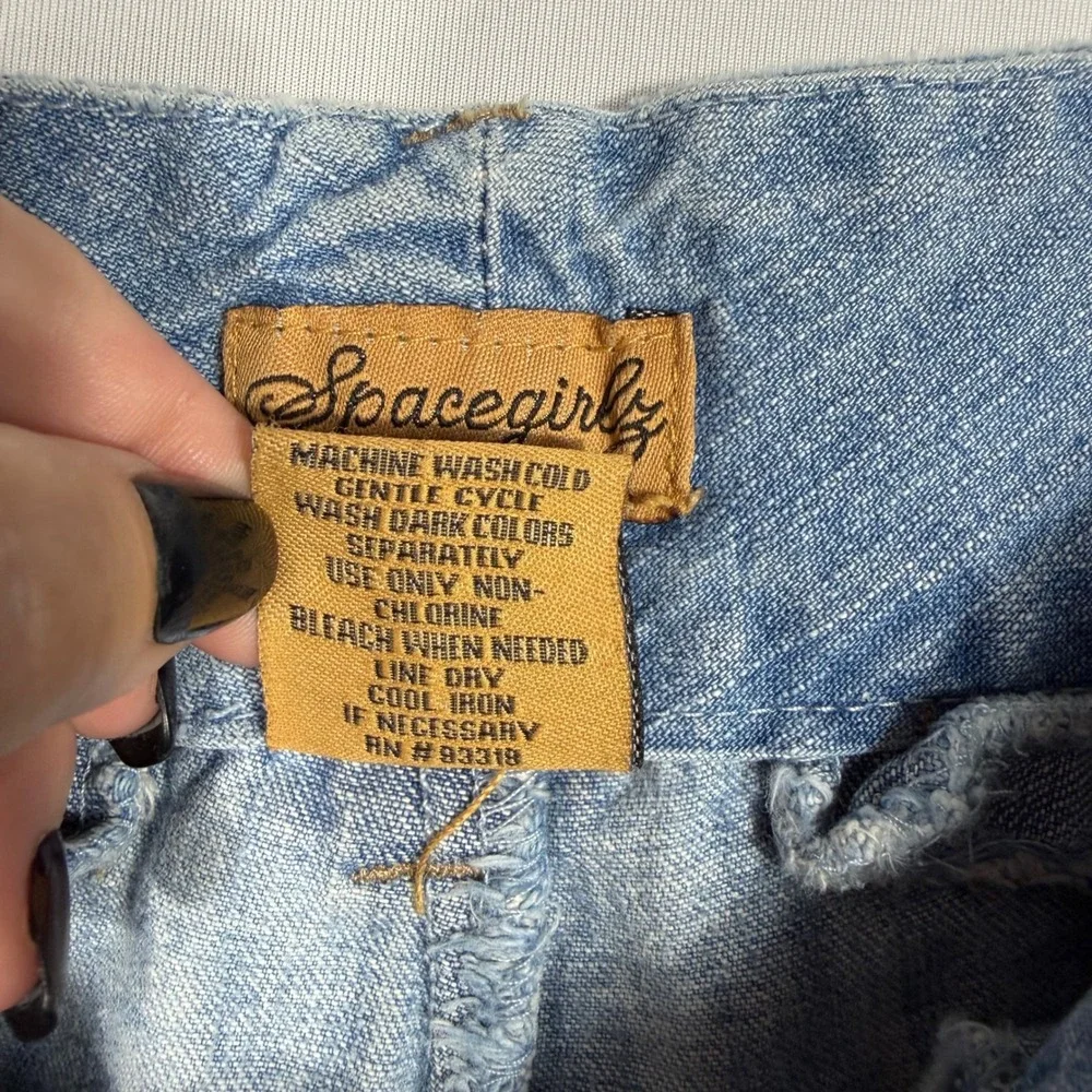 Vtg‎ 90s Y2K Spacegirlz Denim Bermuda Shorts Sz 3 Low Rise Faded Jean Long Indie